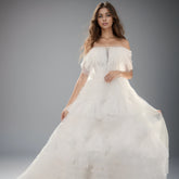 White Luxury - Sleeveless Wedding Dress with Exquisite Long Tail